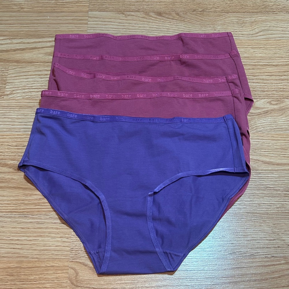 Bare Necessities Womens Cotton‎ Bikini Panties Bundle Purple Berry Size Medium